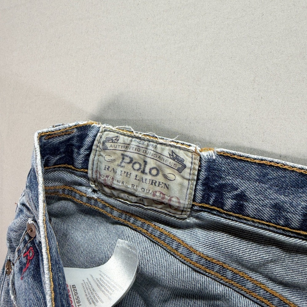 Polo Ralph Lauren Jeans Mens 36x30 Medium Wash Denim Whisker Fade Slim Straight - Picture 5 of 15